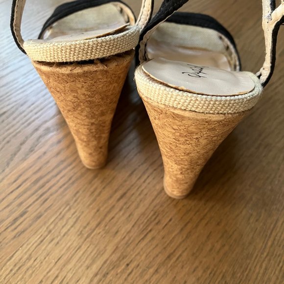 New never worn Qupid faux cork Platform Wedge Sandal Heels 9 - Picture 3 of 8
